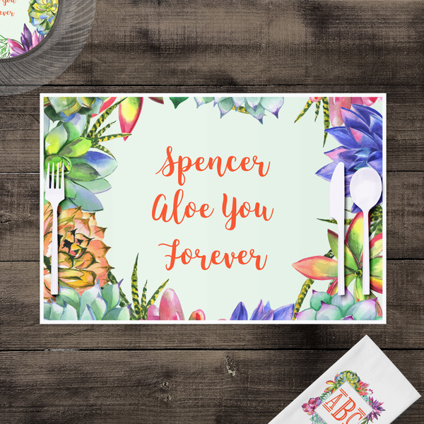 Succulents Disposable Paper Placemat - In Context