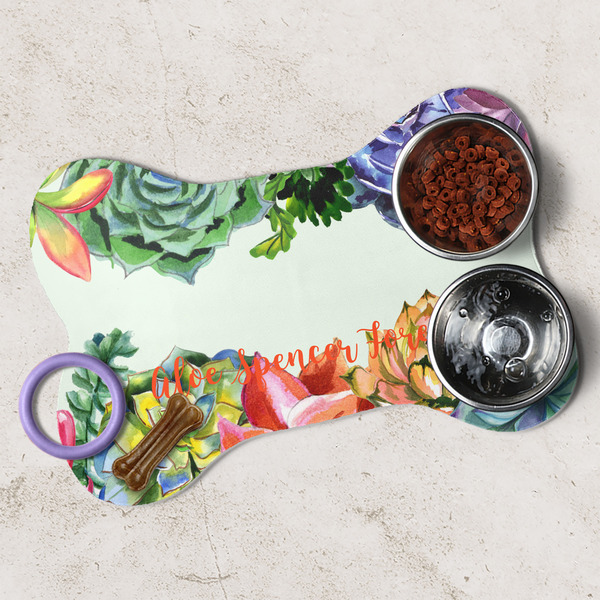 Succulents Dog Bone Shaped Mat Lifestyle
