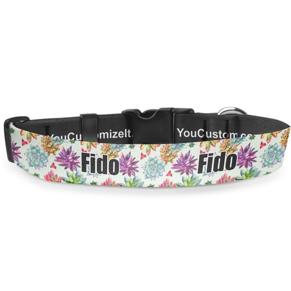 Custom Succulents Deluxe Dog Collar - Small (8.5" to 12.5") (Personalized)