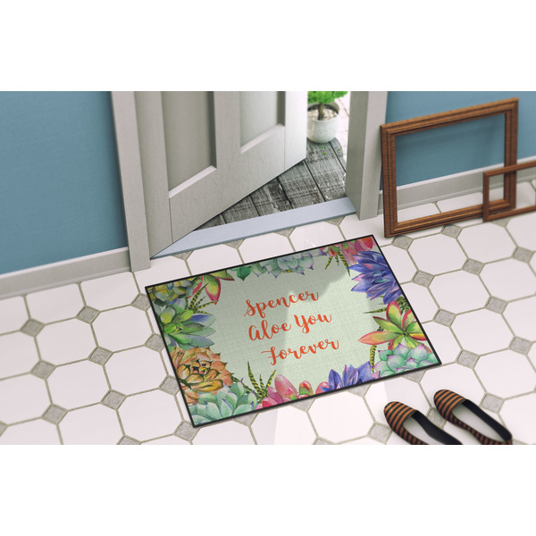 Succulents Door Mat Lifestyle