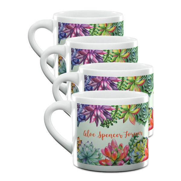 Custom Succulents Double Shot Espresso Cups - Set of 4 (Personalized)