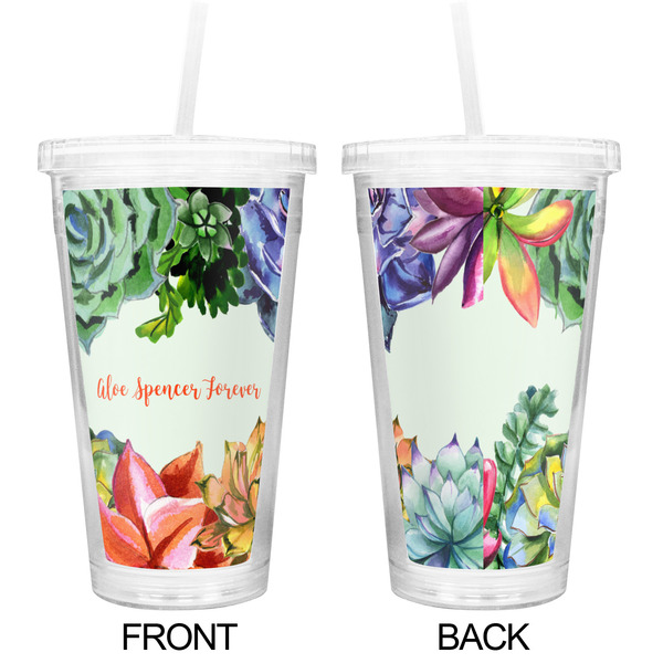 Succulents Double Wall Tumbler with Straw - Approval