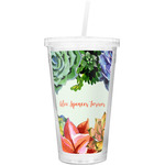 Succulents Double Wall Tumbler with Straw (Personalized)