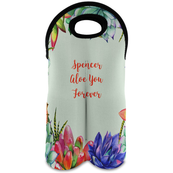 Custom Succulents Wine Tote Bag (2 Bottles) (Personalized)