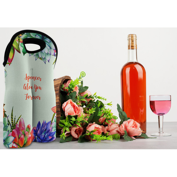 Succulents Double Wine Tote - LIFESTYLE (new)