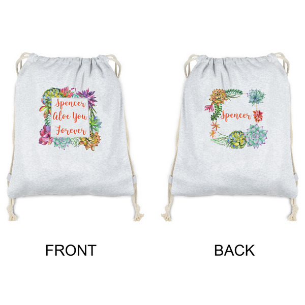 Succulents Drawstring Backpacks - Sweatshirt Fleece - Double Sided - APPROVAL