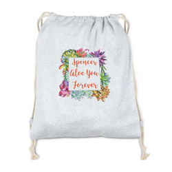 Succulents Drawstring Backpack - Sweatshirt Fleece - Double Sided (Personalized)