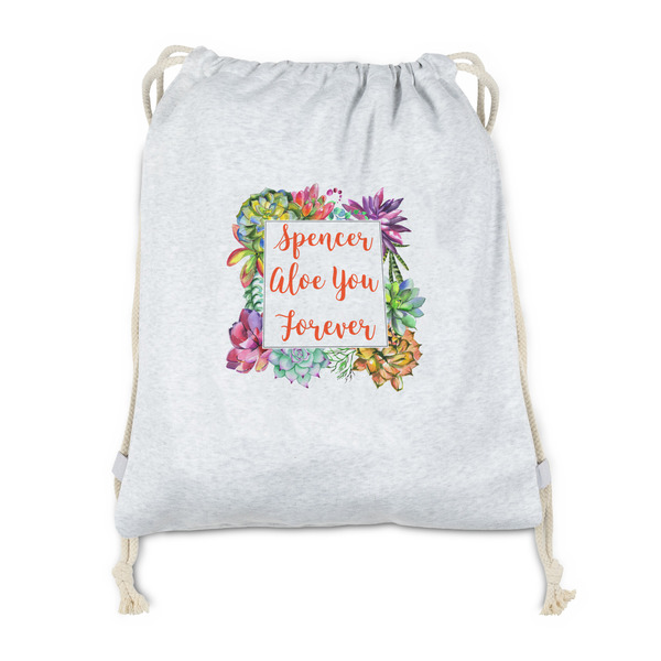 Custom Succulents Drawstring Backpack - Sweatshirt Fleece - Double Sided (Personalized)
