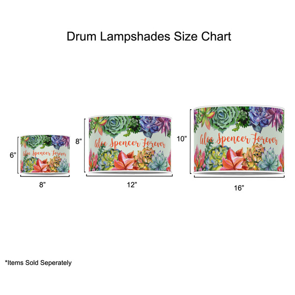 Succulents Drum Lampshades - Sizing Chart