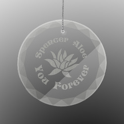 Succulents Engraved Glass Ornament - Round (Personalized)