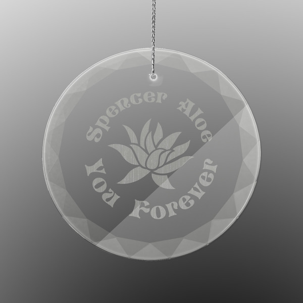 Custom Succulents Engraved Glass Ornament - Round (Personalized)