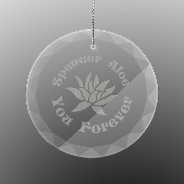 Succulents Engraved Glass Ornament - Round (Front)