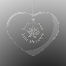 Succulents Engraved Glass Ornament - Heart (Personalized)