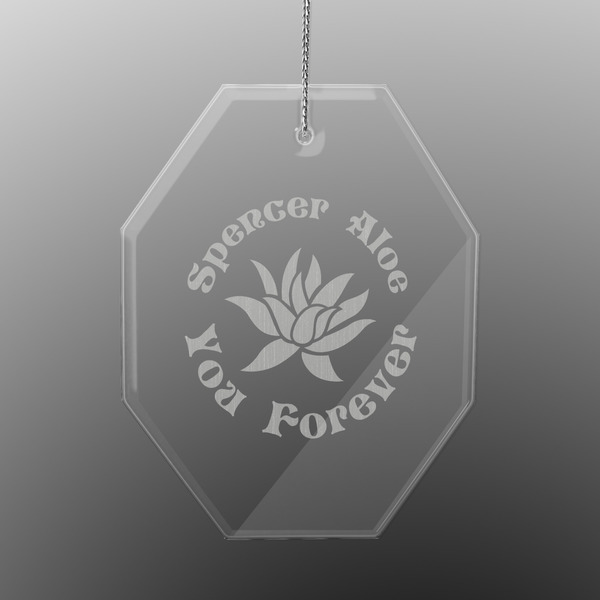 Succulents Engraved Glass Ornaments - Octagon