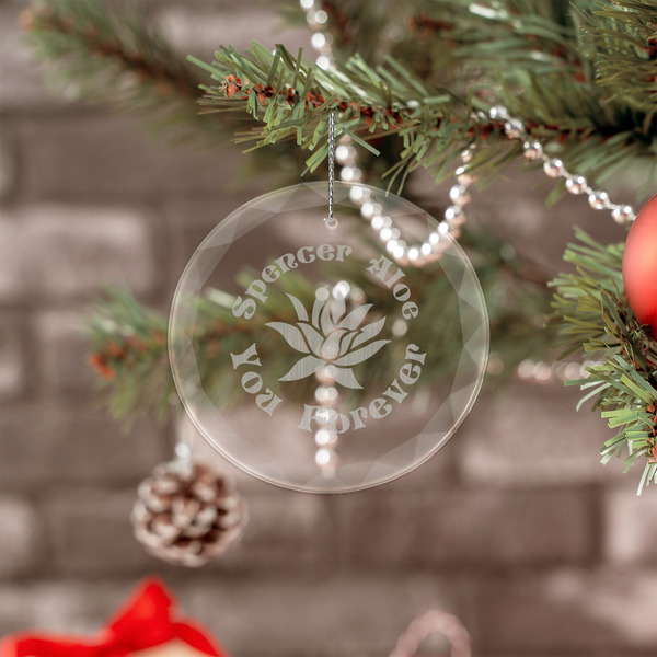 Succulents Engraved Glass Ornaments - Round (Lifestyle)