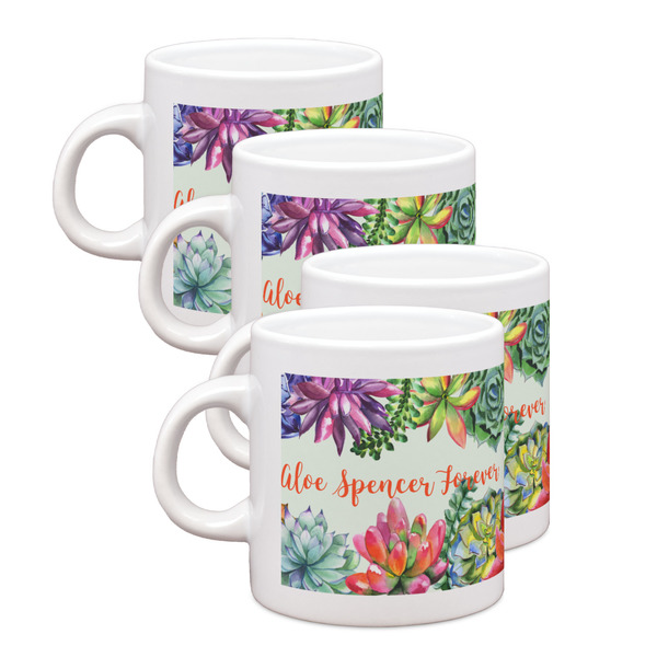 Custom Succulents Single Shot Espresso Cups - Set of 4 (Personalized)