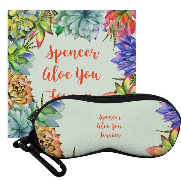 Custom Succulents Eyeglass Case & Cloth (Personalized)
