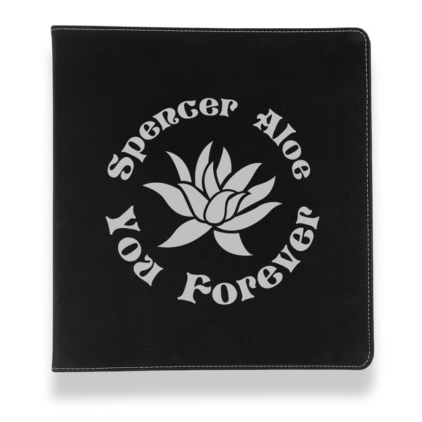 Succulents Leather Binder - 1" - Black - Front View