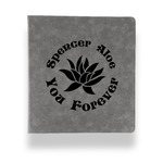 Succulents Leather Binder - 1" - Grey (Personalized)