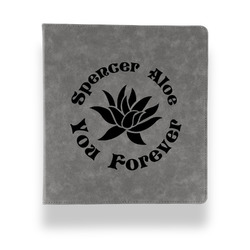 Succulents Leather Binder - 1" - Grey (Personalized)