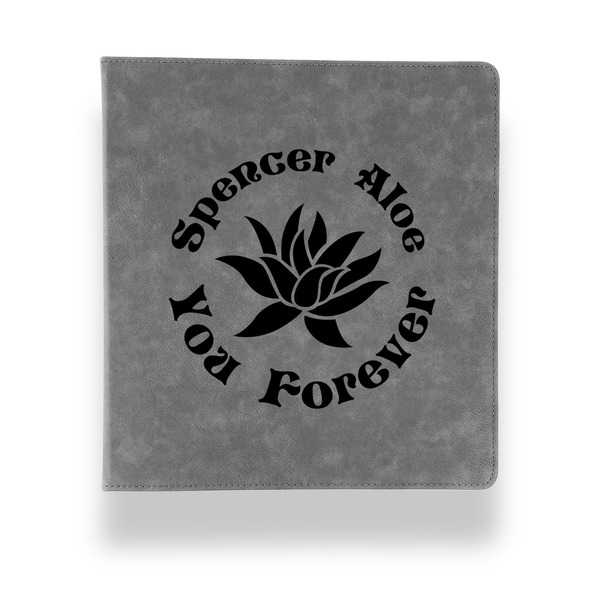 Succulents Leather Binder - 1" - Grey - Front View