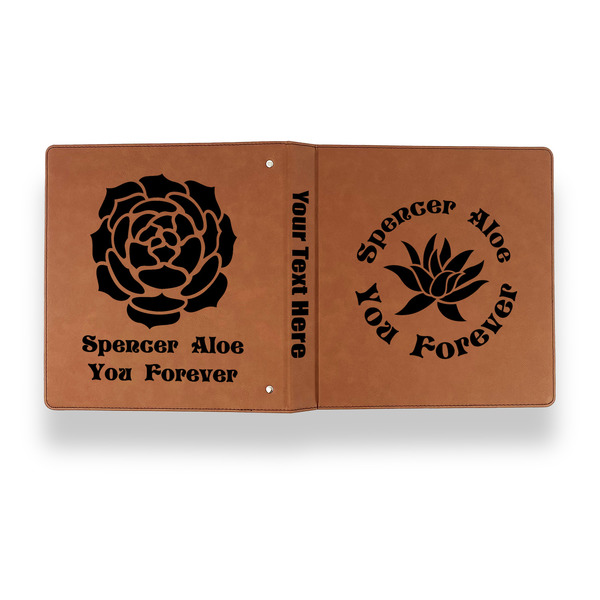 Succulents Leather Binder - 1" - Rawhide - Back Spine Front View