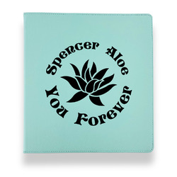 Succulents Leather Binder - 1" - Teal (Personalized)