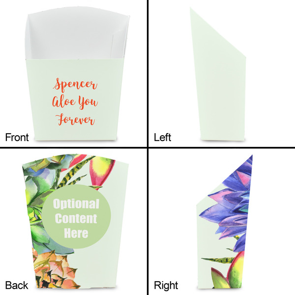 Succulents French Fry Favor Box - Front & Back View