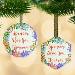 Succulents Flat Glass Ornament w/ Name or Text