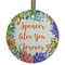 Succulents Flat Glass Ornament - Round w/ Name or Text