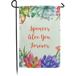 Succulents Small Garden Flag - Double Sided w/ Name or Text