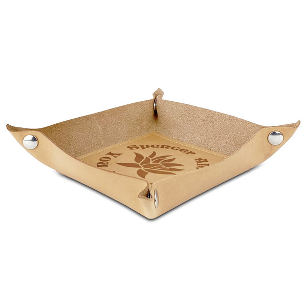 Succulents Genuine Leather Valet Trays - ANGLE (folded)