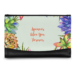 Succulents Genuine Leather Women's Wallet - Small (Personalized)