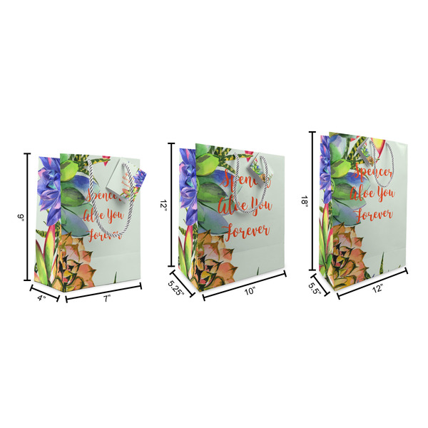 Succulents Gift Bags - All Sizes - Dimensions