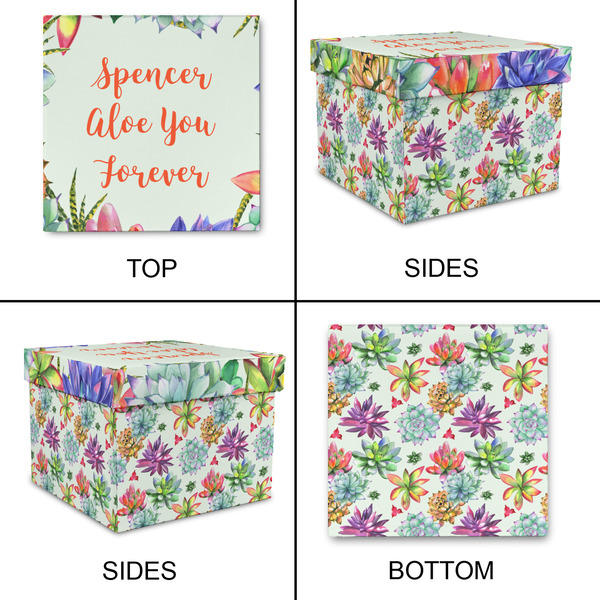 Succulents Gift Boxes with Lid - Canvas Wrapped - Large - Approval