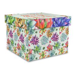 Succulents Gift Box with Lid - Canvas Wrapped - Large (Personalized)