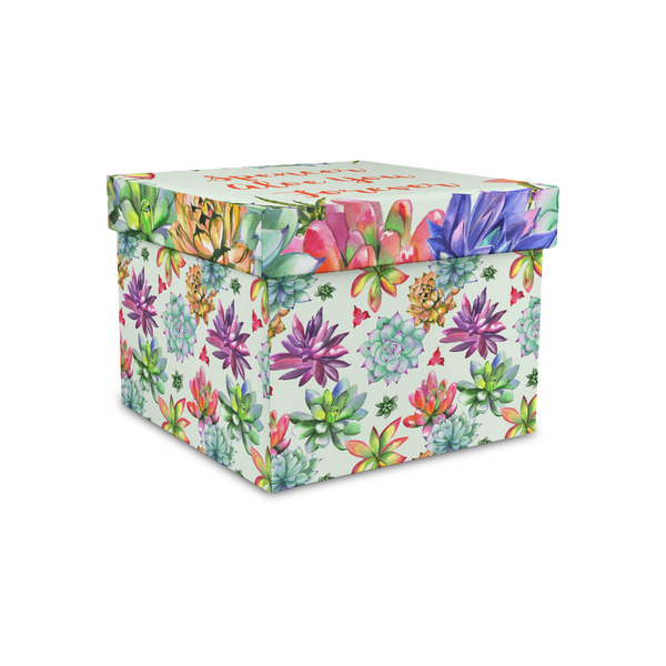 Custom Succulents Gift Box with Lid - Canvas Wrapped - Small (Personalized)