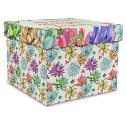 Succulents Gift Box with Lid - Canvas Wrapped - X-Large (Personalized)