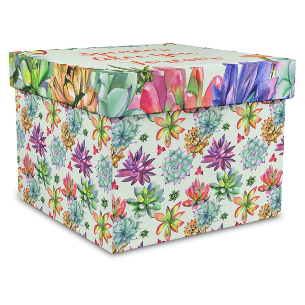 Custom Succulents Gift Box with Lid - Canvas Wrapped - X-Large (Personalized)