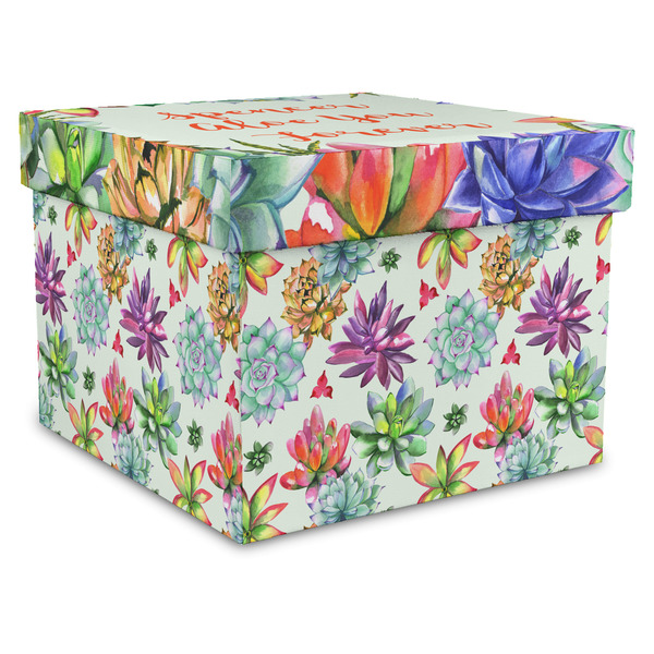Custom Succulents Gift Box with Lid - Canvas Wrapped - XX-Large (Personalized)