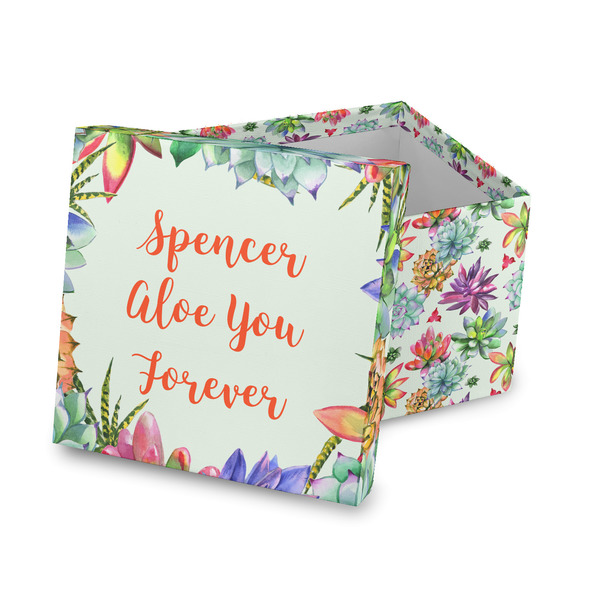 Custom Succulents Gift Box with Lid - Canvas Wrapped (Personalized)