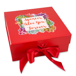 Succulents Gift Box with Magnetic Lid - Red (Personalized)