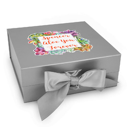 Succulents Gift Box with Magnetic Lid - Silver (Personalized)