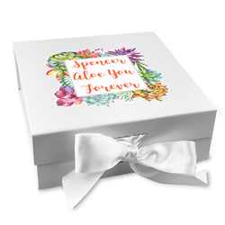 Succulents Gift Box with Magnetic Lid - White (Personalized)