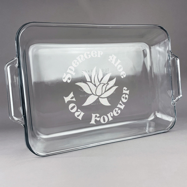 Custom Succulents Glass Baking and Cake Dish (Personalized)