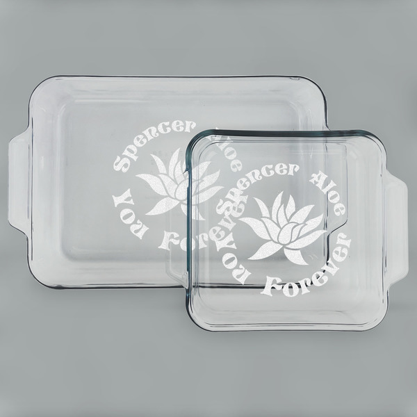 Custom Succulents Set of Glass Baking & Cake Dish - 13in x 9in & 8in x 8in (Personalized)