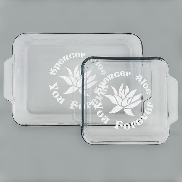 Succulents Glass Baking Dish Set - MAIN (set)