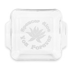 Succulents Glass Cake Dish with Truefit Lid - 8in x 8in (Personalized)