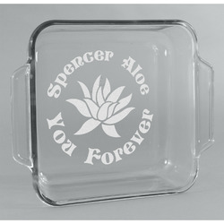Succulents Glass Cake Dish - 8in x 8in (Personalized)
