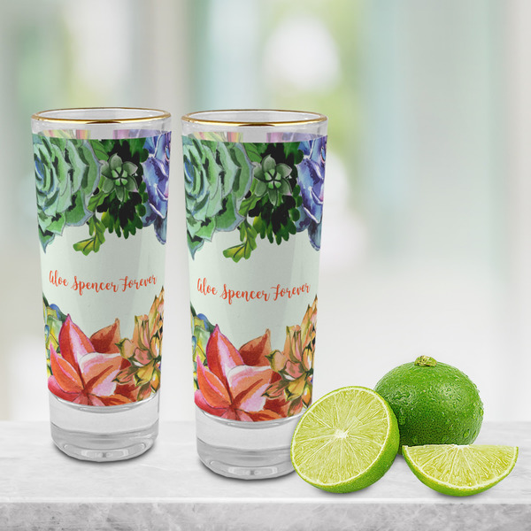 Succulents Glass Shot Glass - 2 oz - LIFESTYLE